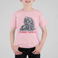 Funny Tummy Hurts Medieval Knight T Shirt For Kid Dark Fantasy Warrior Meme Graphic