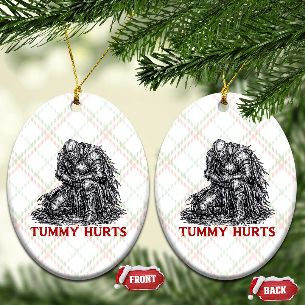 Funny Tummy Hurts Medieval Knight Ceramic Ornament Dark Fantasy Warrior Meme Graphic