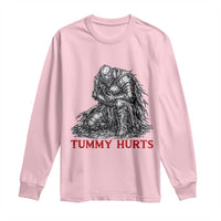 Funny Tummy Hurts Medieval Knight Long Sleeve Shirt Dark Fantasy Warrior Meme Graphic