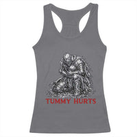 Funny Tummy Hurts Medieval Knight Racerback Tank Top Dark Fantasy Warrior Meme Graphic