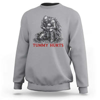 Funny Tummy Hurts Medieval Knight Sweatshirt Dark Fantasy Warrior Meme Graphic