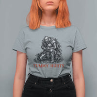 Funny Tummy Hurts Medieval Knight T Shirt For Women Dark Fantasy Warrior Meme Graphic