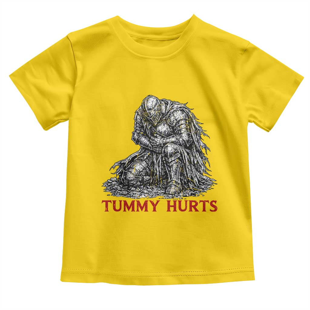 Funny Tummy Hurts Medieval Knight Toddler T Shirt Dark Fantasy Warrior Meme Graphic