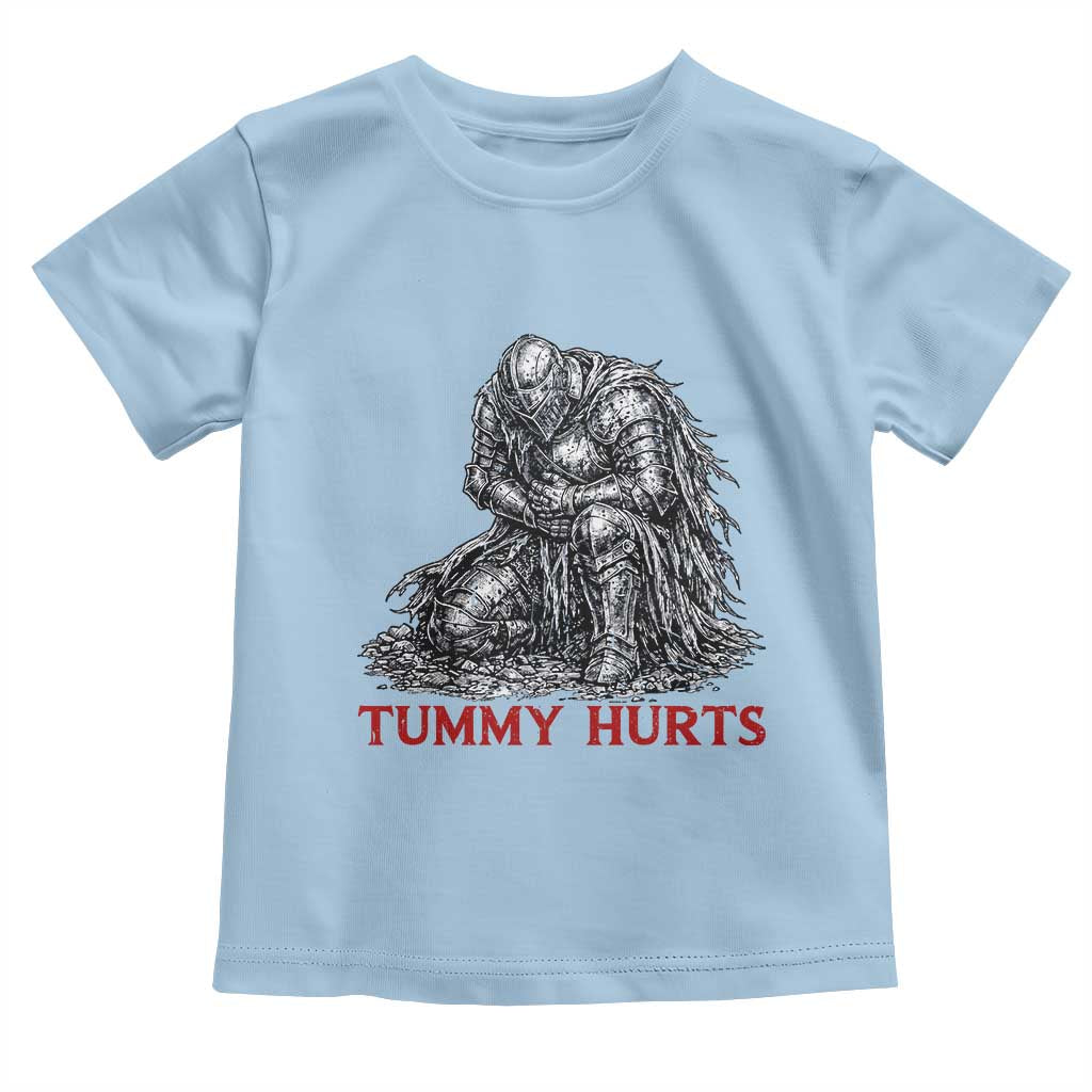 Funny Tummy Hurts Medieval Knight Toddler T Shirt Dark Fantasy Warrior Meme Graphic