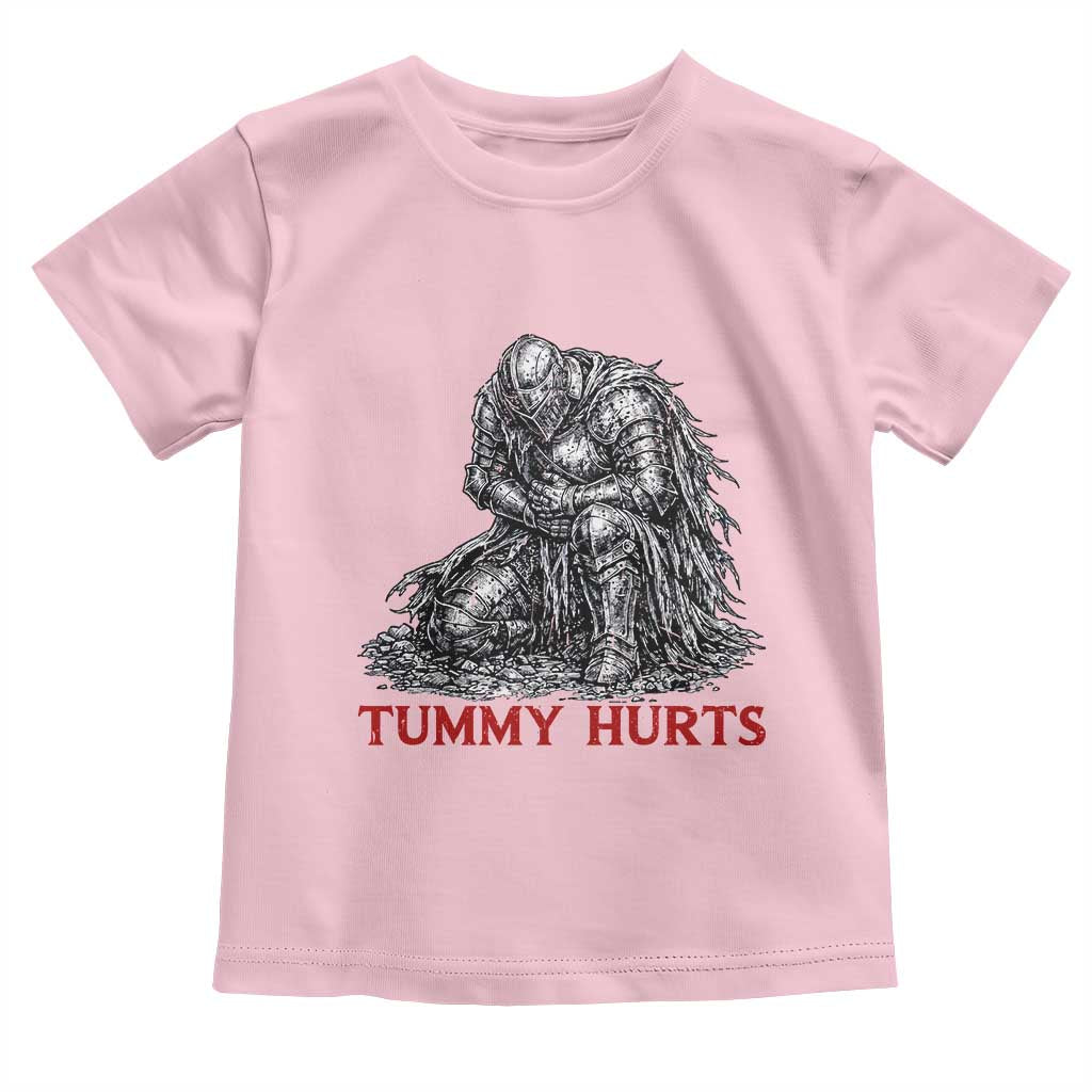 Funny Tummy Hurts Medieval Knight Toddler T Shirt Dark Fantasy Warrior Meme Graphic