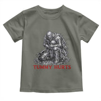 Funny Tummy Hurts Medieval Knight Toddler T Shirt Dark Fantasy Warrior Meme Graphic