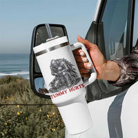 Funny Tummy Hurts Medieval Knight Tumbler With Handle Dark Fantasy Warrior Meme Graphic