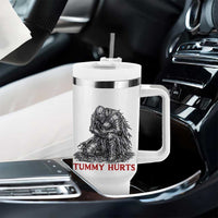 Funny Tummy Hurts Medieval Knight Tumbler With Handle Dark Fantasy Warrior Meme Graphic