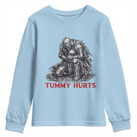 Funny Tummy Hurts Medieval Knight Youth Sweatshirt Dark Fantasy Warrior Meme Graphic