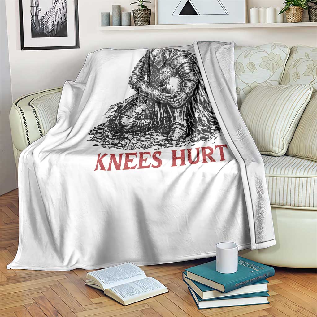 Funny Knees Hurt Medieval Knight Throw Blanket Dark Fantasy Sword Warrior Humor