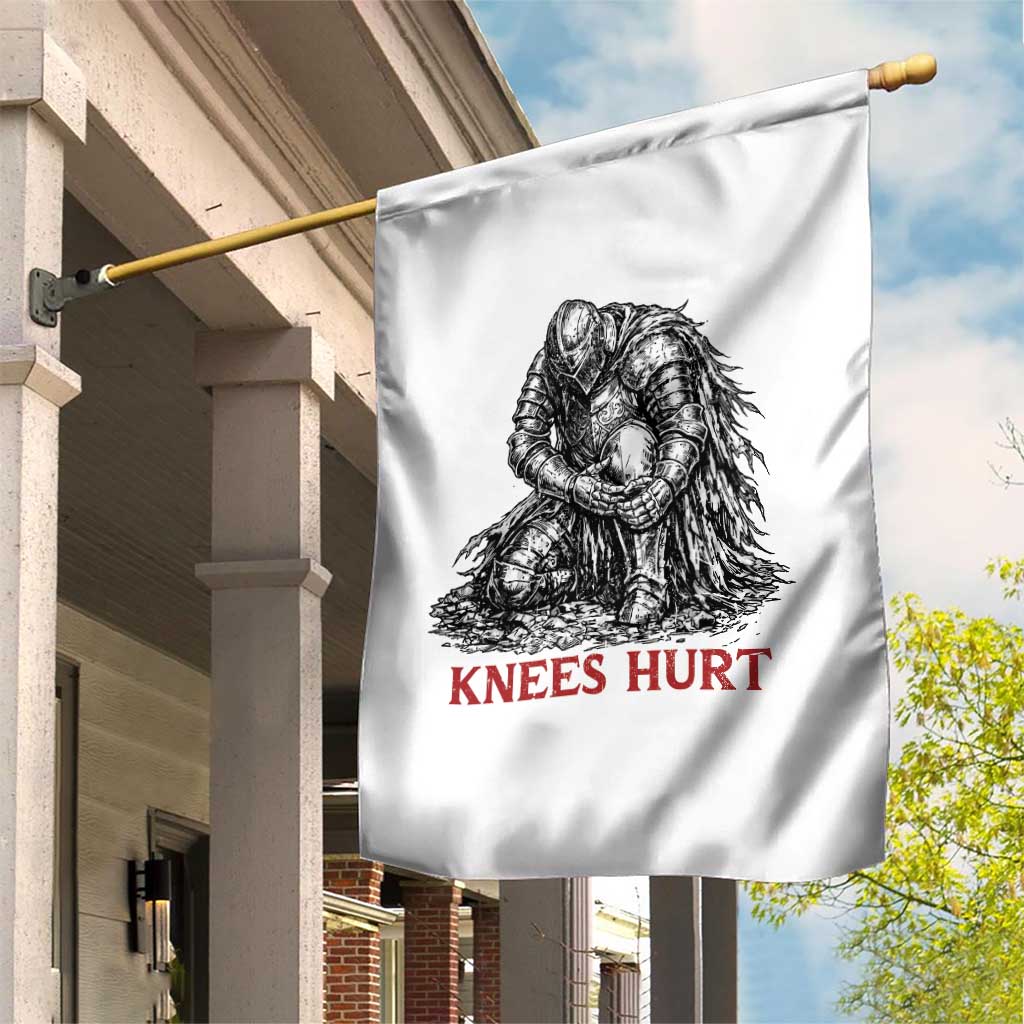 Funny Knees Hurt Medieval Knight Garden Flag Dark Fantasy Sword Warrior Humor