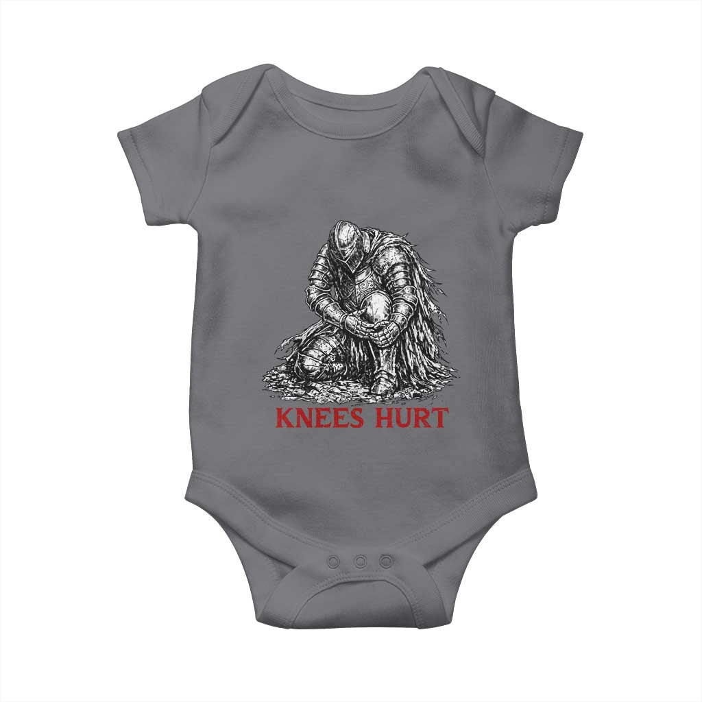 Funny Knees Hurt Medieval Knight Baby Onesie Dark Fantasy Sword Warrior Humor