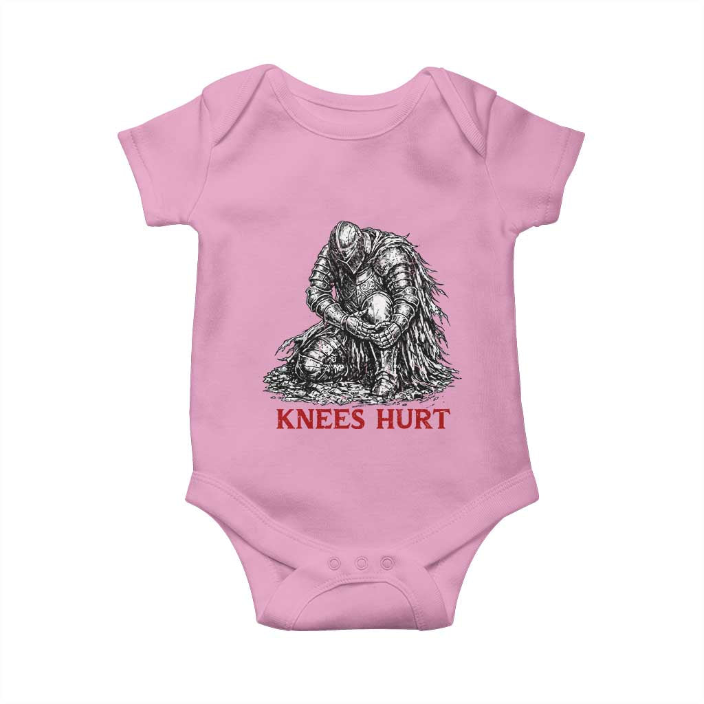 Funny Knees Hurt Medieval Knight Baby Onesie Dark Fantasy Sword Warrior Humor