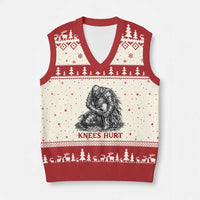 Funny Knees Hurt Medieval Knight V-Neck Knit Sweater Vest Dark Fantasy Sword Warrior Humor
