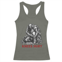 Funny Knees Hurt Medieval Knight Racerback Tank Top Dark Fantasy Sword Warrior Humor