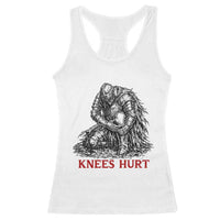 Funny Knees Hurt Medieval Knight Racerback Tank Top Dark Fantasy Sword Warrior Humor