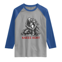 Funny Knees Hurt Medieval Knight Raglan Shirt Dark Fantasy Sword Warrior Humor