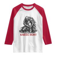 Funny Knees Hurt Medieval Knight Raglan Shirt Dark Fantasy Sword Warrior Humor