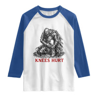 Funny Knees Hurt Medieval Knight Raglan Shirt Dark Fantasy Sword Warrior Humor