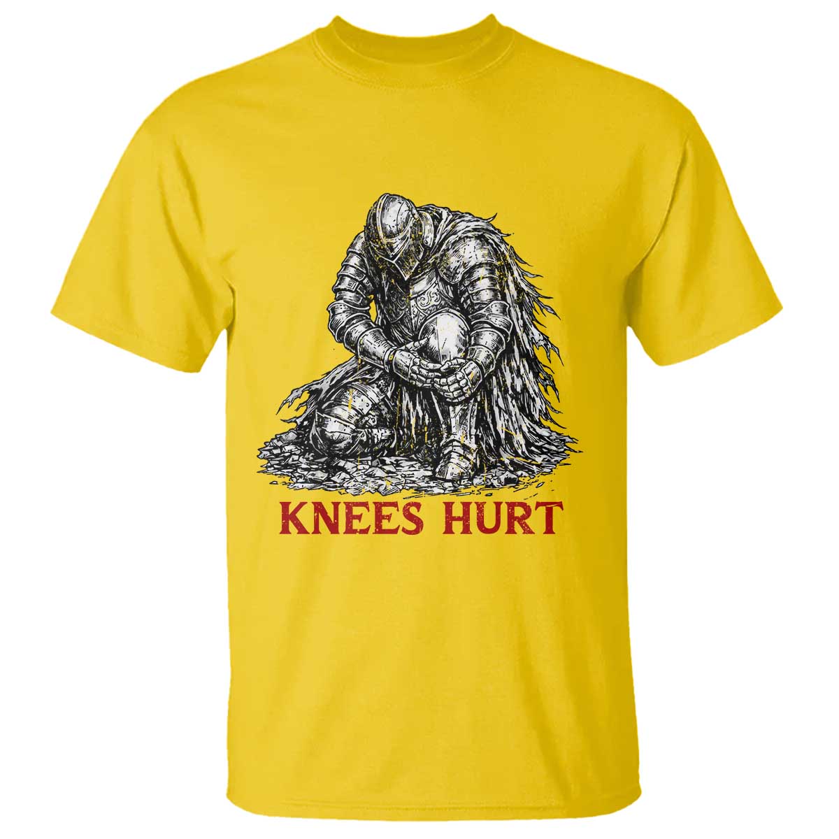 Funny Knees Hurt Medieval Knight T Shirt Dark Fantasy Sword Warrior Humor