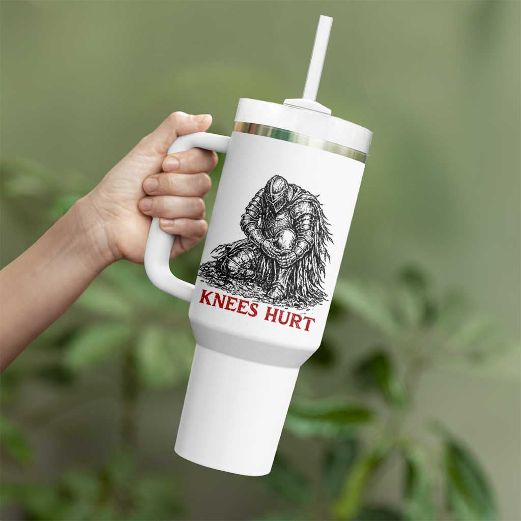 Funny Knees Hurt Medieval Knight Tumbler With Handle Dark Fantasy Sword Warrior Humor