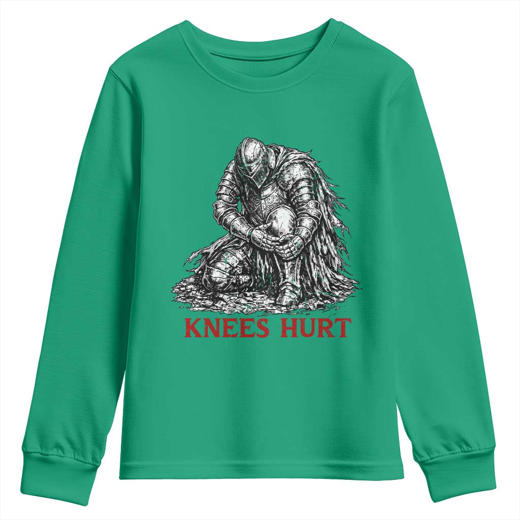 Funny Knees Hurt Medieval Knight Youth Sweatshirt Dark Fantasy Sword Warrior Humor