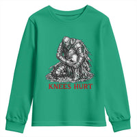 Funny Knees Hurt Medieval Knight Youth Sweatshirt Dark Fantasy Sword Warrior Humor