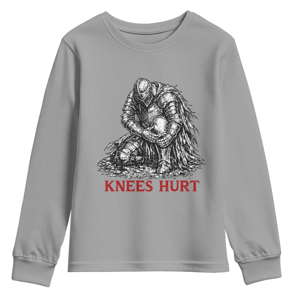 Funny Knees Hurt Medieval Knight Youth Sweatshirt Dark Fantasy Sword Warrior Humor