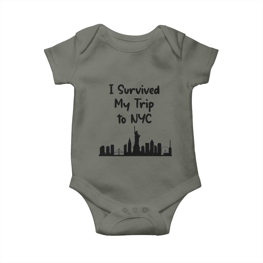 New York City Skyline Travel Tourist Baby Onesie I Survived My Trip To NYC