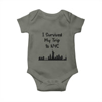 New York City Skyline Travel Tourist Baby Onesie I Survived My Trip To NYC
