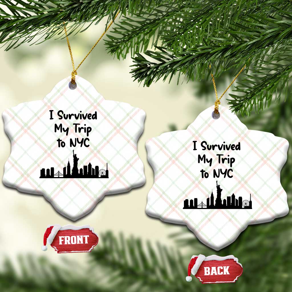 New York City Skyline Travel Tourist Ceramic Ornament I Survived My Trip To NYC