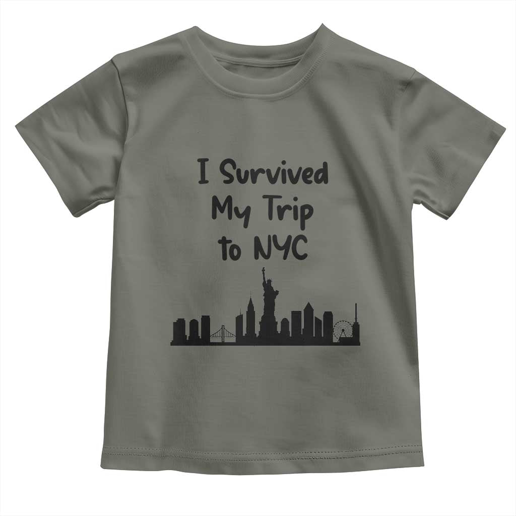 New York City Skyline Travel Tourist Toddler T Shirt I Survived My Trip To NYC