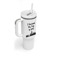 New York City Skyline Travel Tourist Tumbler With Handle I Survived My Trip To NYC