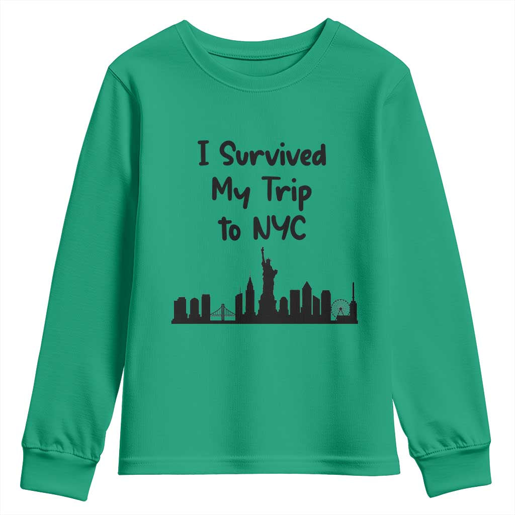 New York City Skyline Travel Tourist Youth Sweatshirt I Survived My Trip To NYC