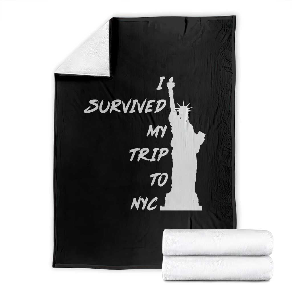 Funny New York City Travel Graphic Throw Blanket I Survived My Trip To NYC