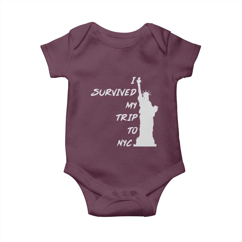 Funny New York City Travel Graphic Baby Onesie I Survived My Trip To NYC
