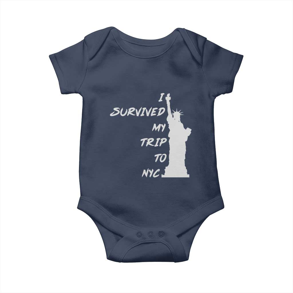 Funny New York City Travel Graphic Baby Onesie I Survived My Trip To NYC
