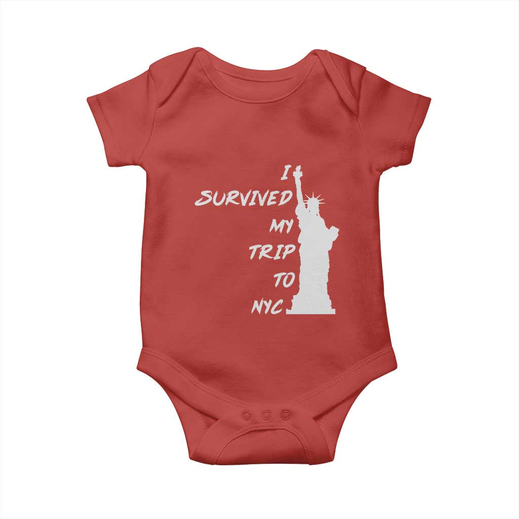 Funny New York City Travel Graphic Baby Onesie I Survived My Trip To NYC