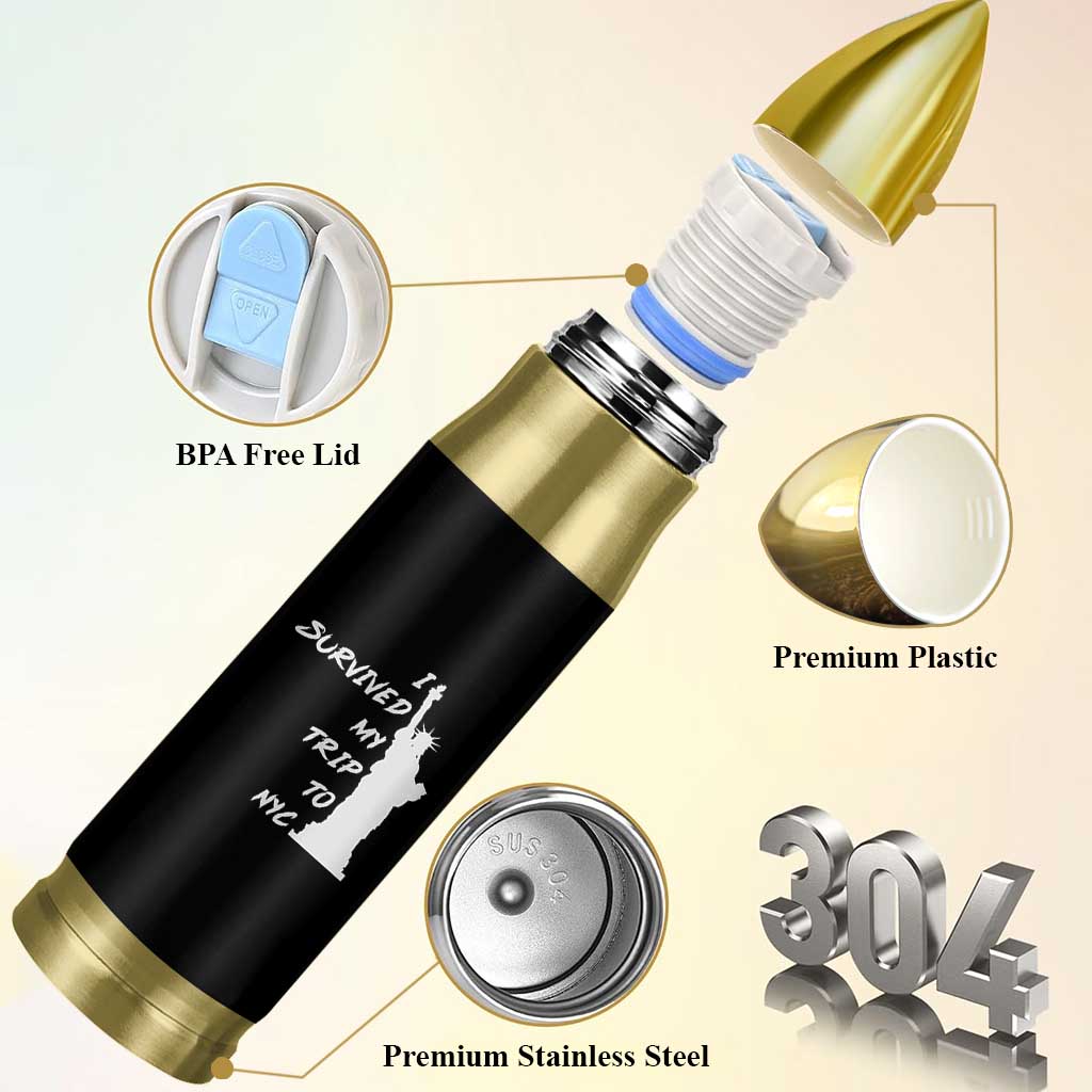 Funny New York City Travel Graphic Bullet Tumbler I Survived My Trip To NYC