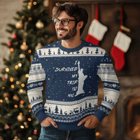 Funny New York City Travel Graphic Ugly Christmas Sweater I Survived My Trip To NYC