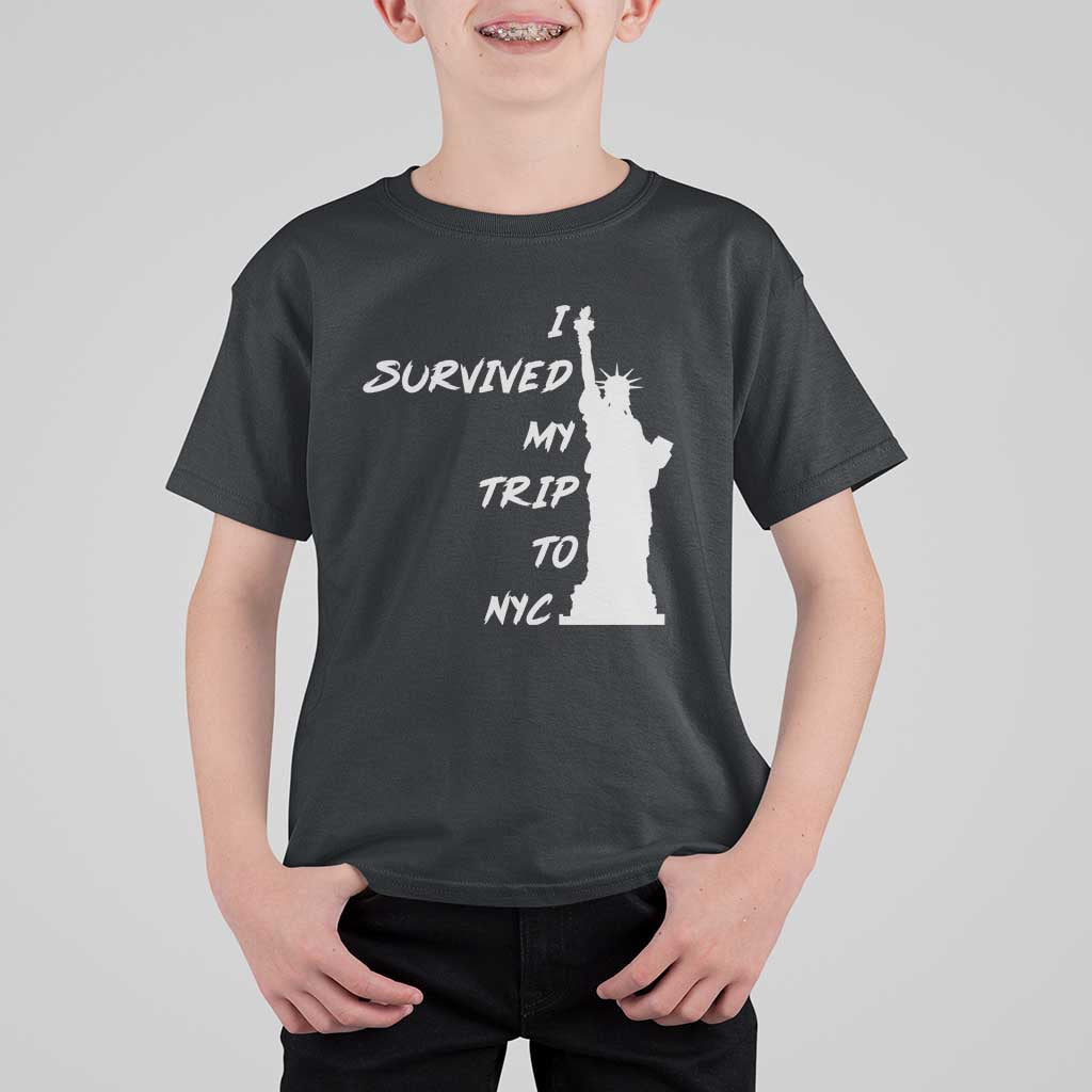 Funny New York City Travel Graphic T Shirt For Kid I Survived My Trip To NYC