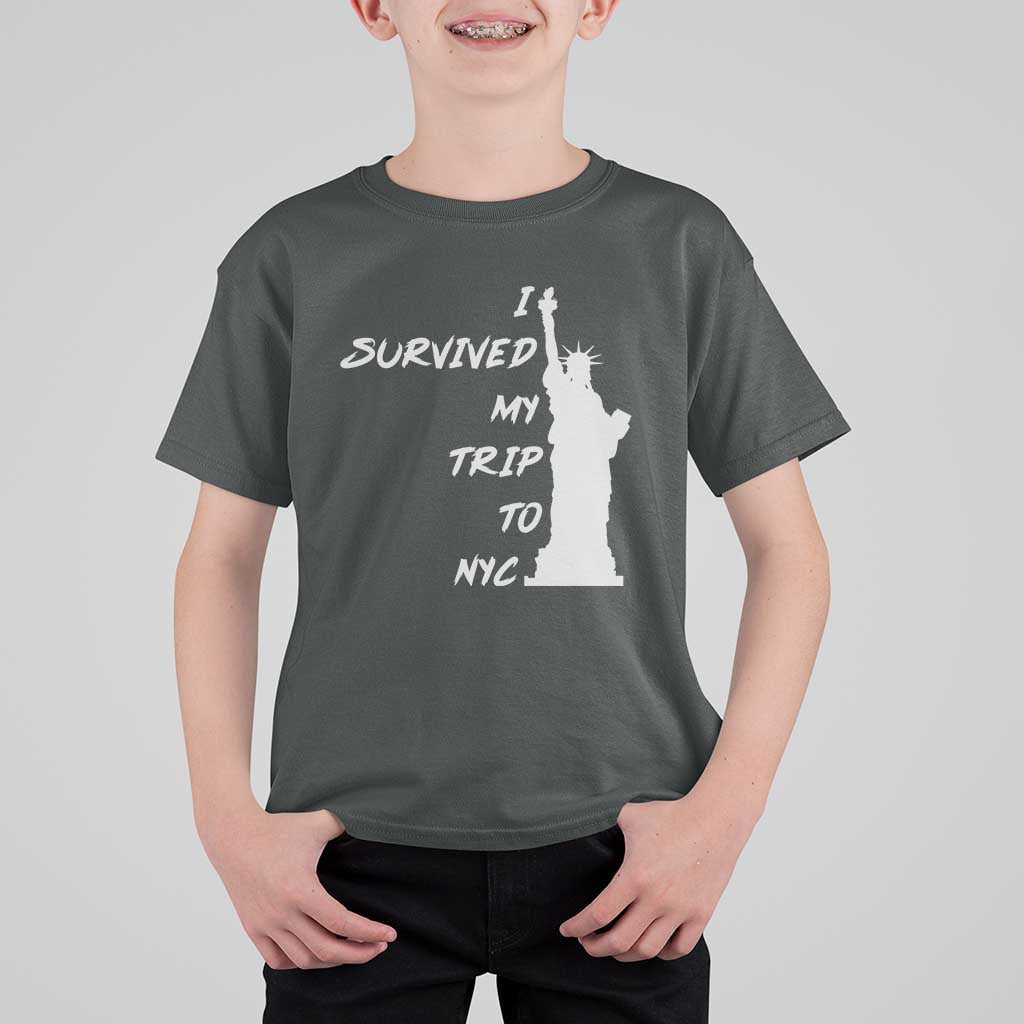 Funny New York City Travel Graphic T Shirt For Kid I Survived My Trip To NYC
