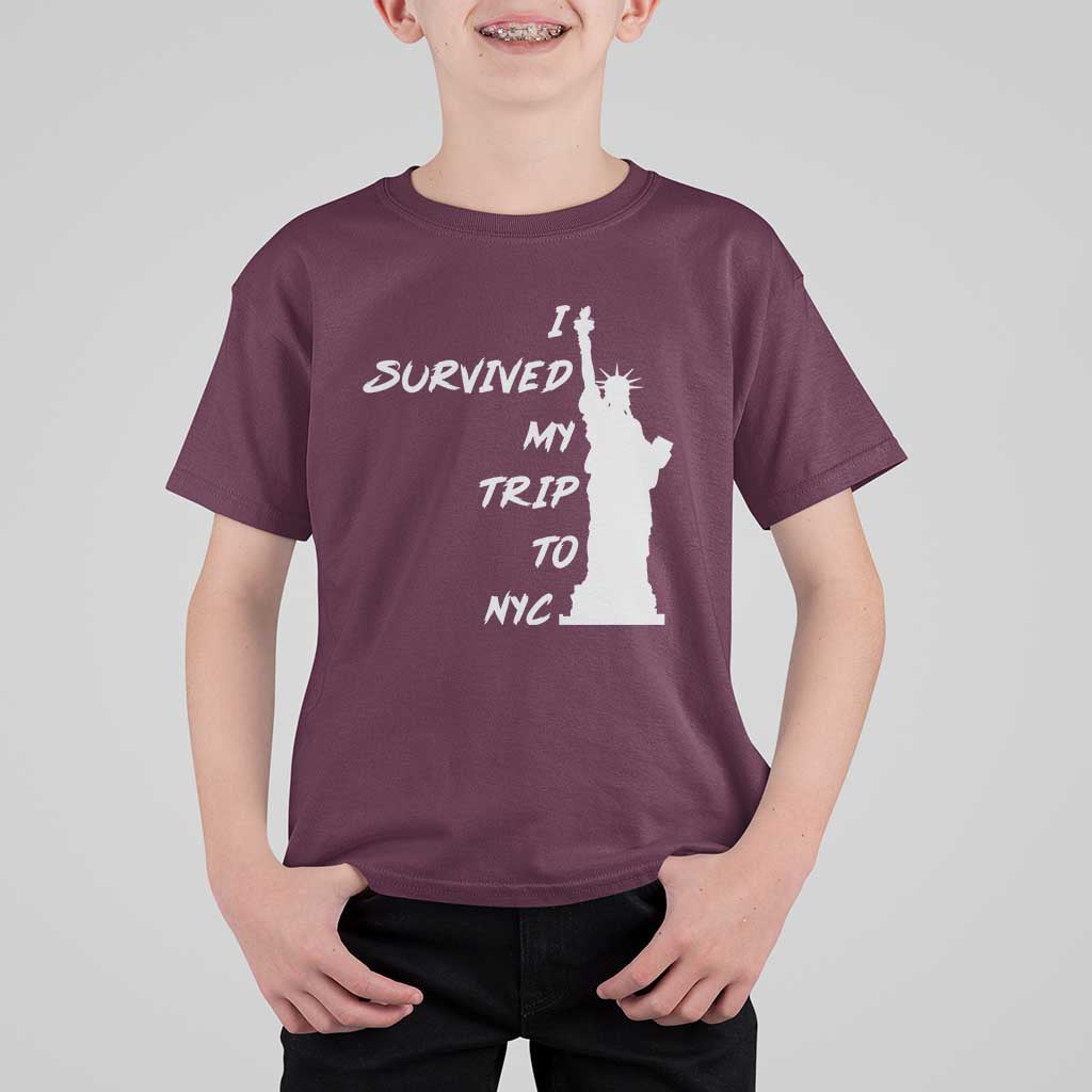 Funny New York City Travel Graphic T Shirt For Kid I Survived My Trip To NYC