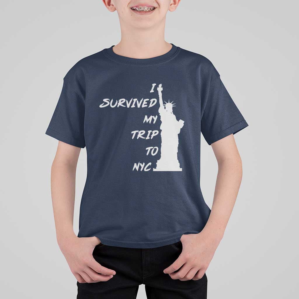 Funny New York City Travel Graphic T Shirt For Kid I Survived My Trip To NYC