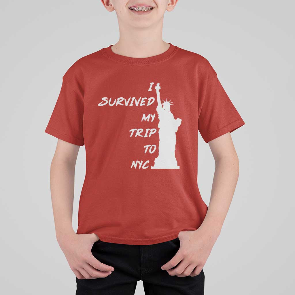 Funny New York City Travel Graphic T Shirt For Kid I Survived My Trip To NYC