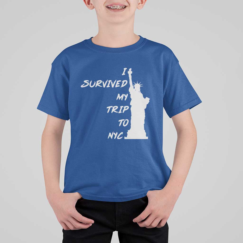 Funny New York City Travel Graphic T Shirt For Kid I Survived My Trip To NYC