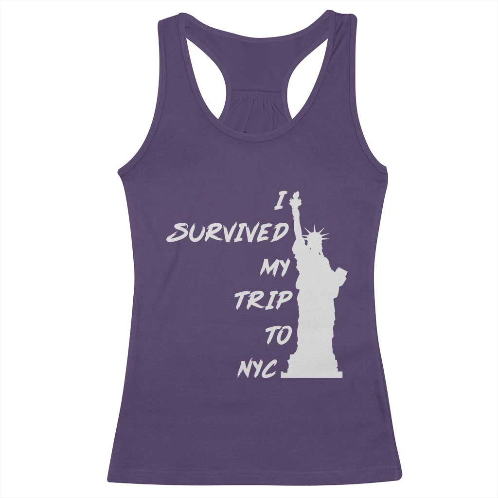 Funny New York City Travel Graphic Racerback Tank Top I Survived My Trip To NYC