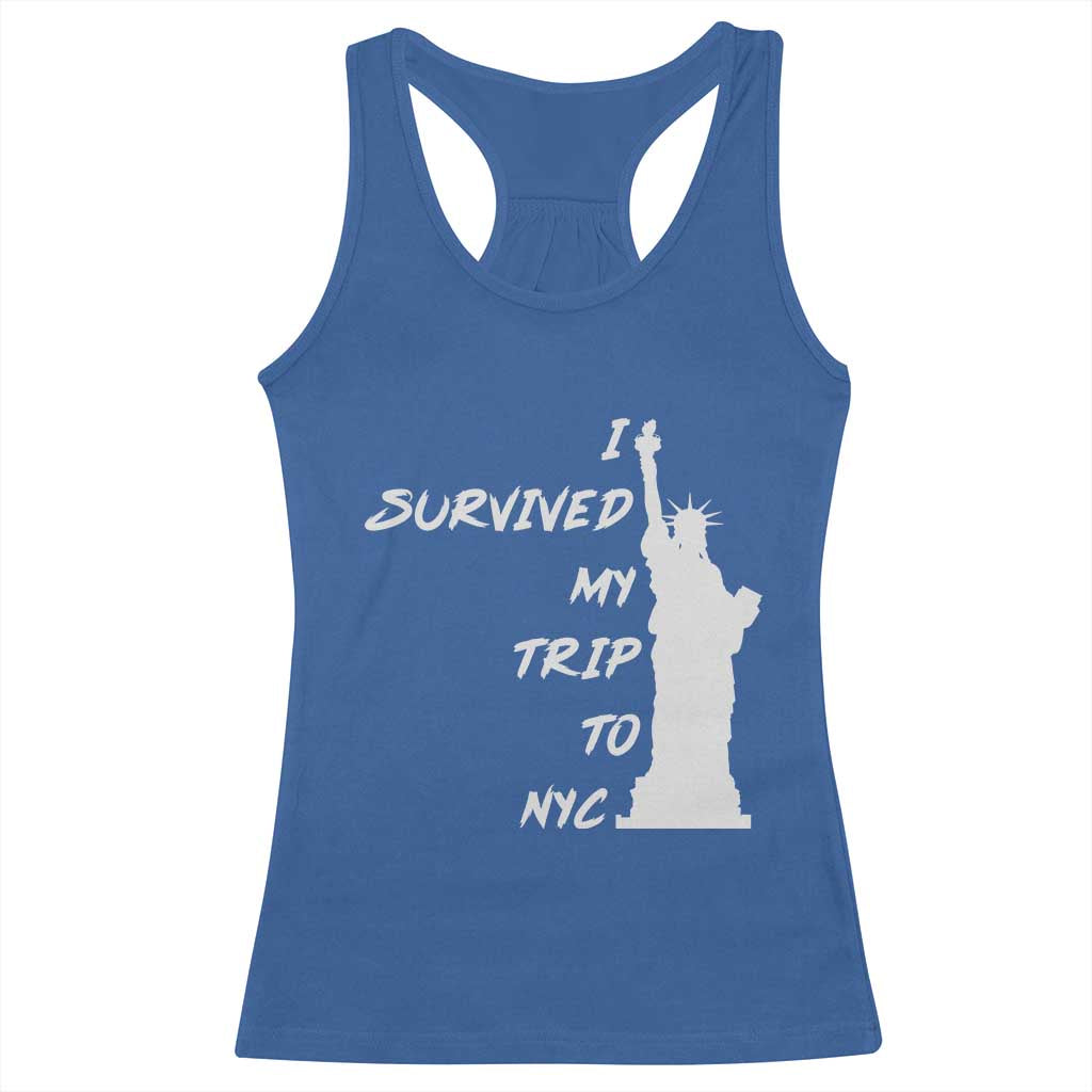 Funny New York City Travel Graphic Racerback Tank Top I Survived My Trip To NYC