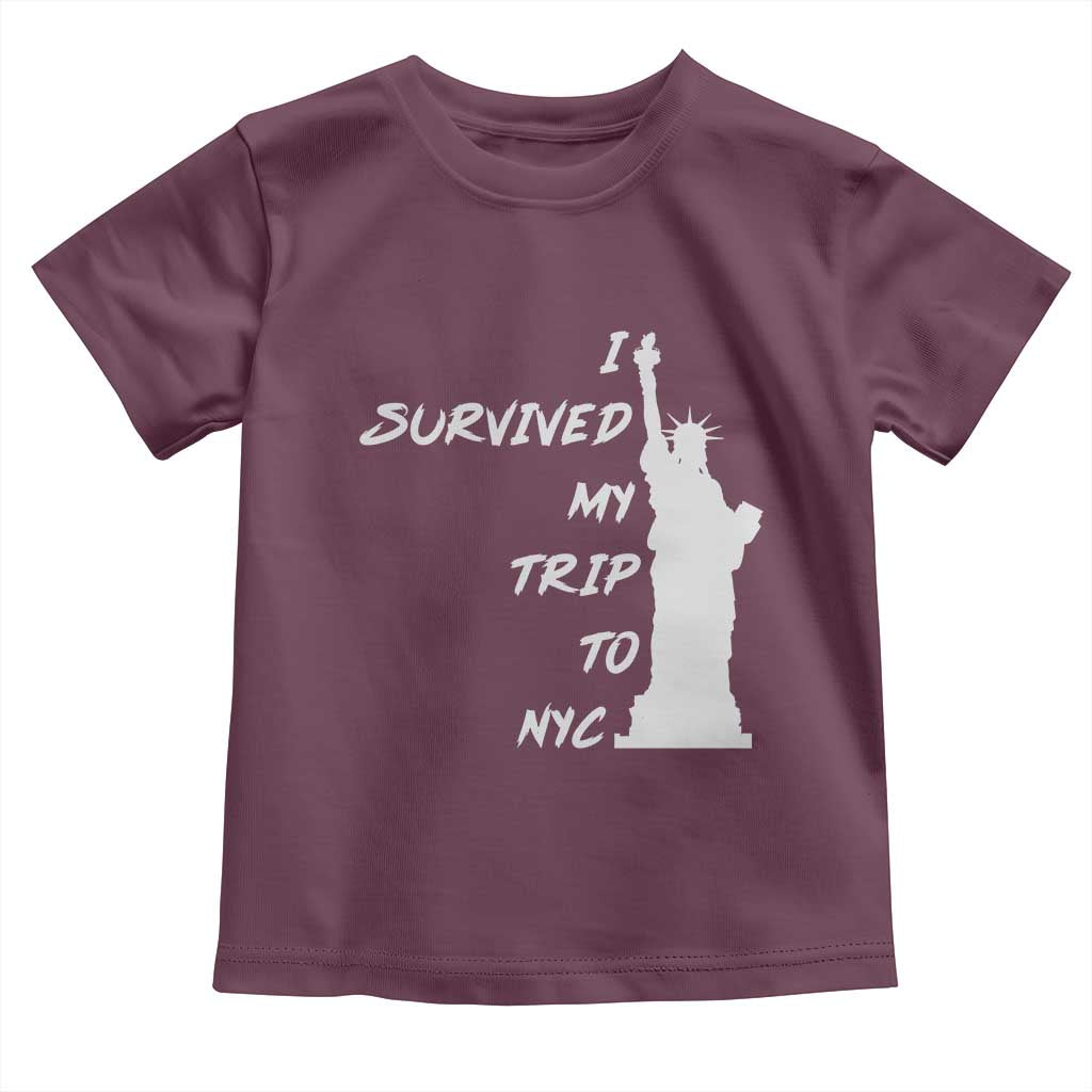 Funny New York City Travel Graphic Toddler T Shirt I Survived My Trip To NYC