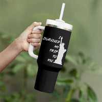 Funny New York City Travel Graphic Tumbler With Handle I Survived My Trip To NYC